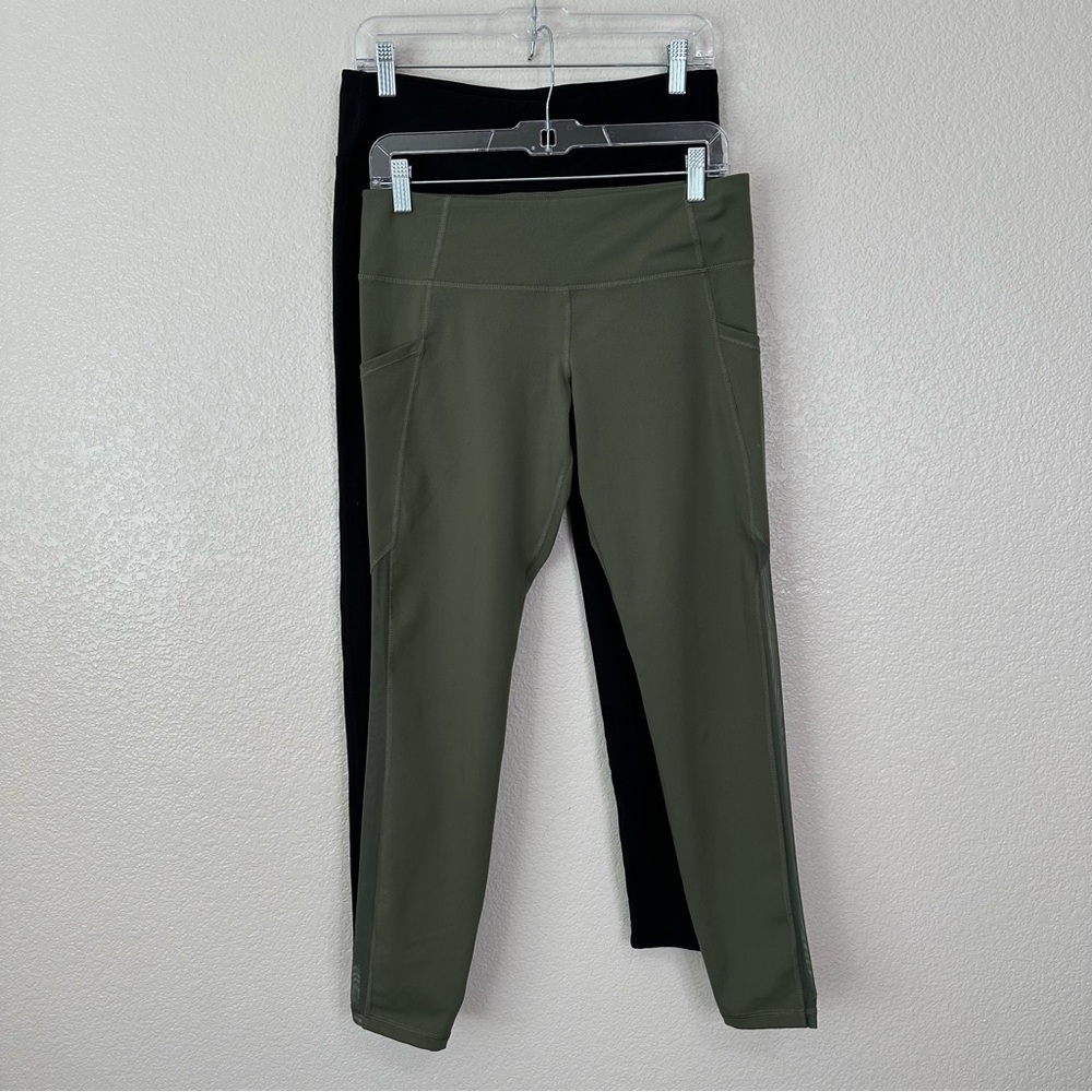 Old Navy Active BUNDLE (2) Black Olive Green Leggings, Sz Large